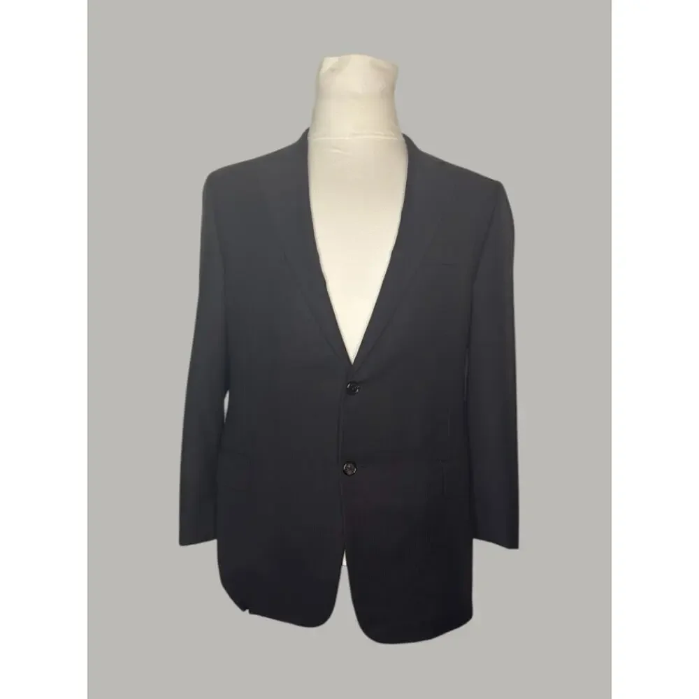 Loro Piana Hickey Freeman 46R Worsted Wool Single Vent Men Suit Blazer Black 150